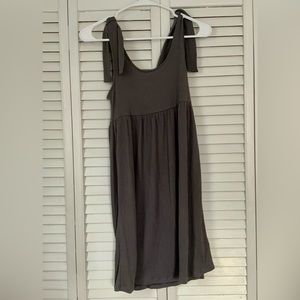 Grey baby doll dress with ties at the shoulder